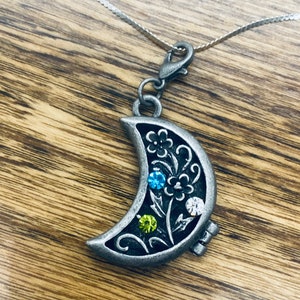 Moon Locket - Moon Necklace - JustBeadItByDrue