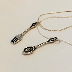 Silver Fork & Spoon Necklaces - Best Friend Necklaces - Cutlery Jewelry