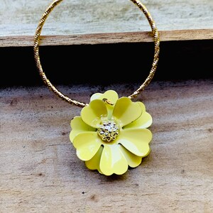 Yellow Flower Pendant: 14k Gold Floral Necklace