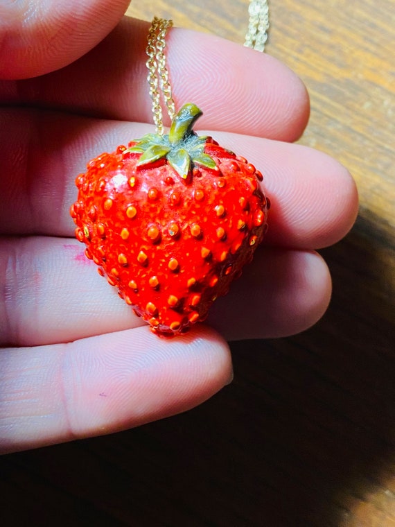 Large Strawberry Brooch - Strawberry Pendant - Vi… - image 10