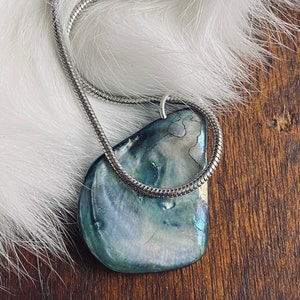 Abalone Pendant - Shell Necklace - Sterling Silver Necklace- JustBeadItByDrue