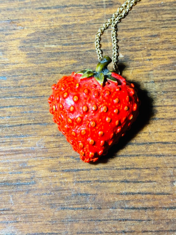 Large Strawberry Brooch - Strawberry Pendant - Vi… - image 7