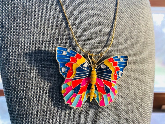 Multi-Color Metal Butterfly Pendant - Butterfly N… - image 4