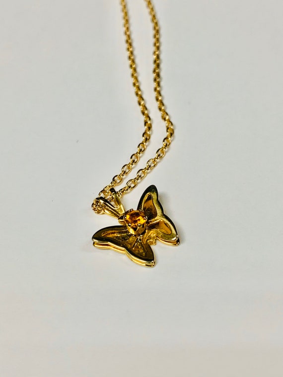 Dainty Gold Butterfly Necklace - Vintage Gold Tone
