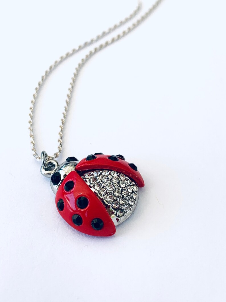 Ladybug Necklace Sterling Silver Necklace Ladybug Jewelry Etsy