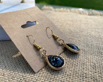 Geometric Glass Stone Earrings - Teardrop Drop Earrings - Bohemian Jewelry