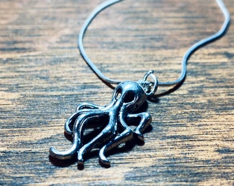 Octopus Necklace - Silver Octopus Charm - Silver Pendant - Nautical Jewelry - Octopus Pendant