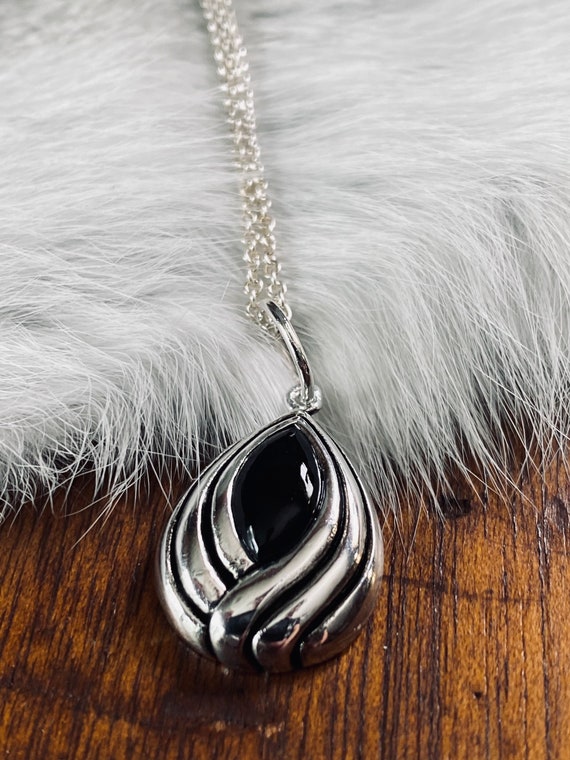 Black Onyx Necklace- Sterling Silver Necklace - G… - image 5