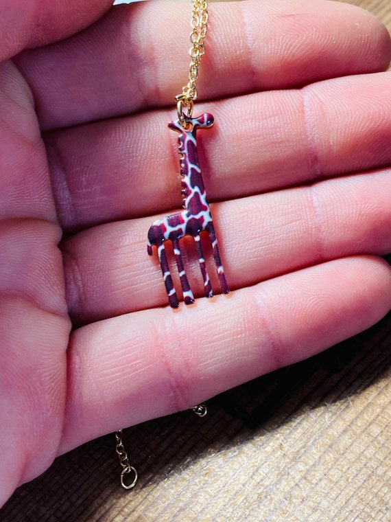 Giraffe Necklace - Animal Charm Necklace - Gold N… - image 7