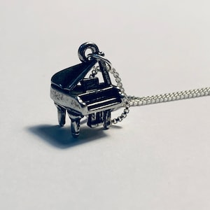 Piano Necklace - Piano Jewelry - Piano Pendant - Charm Necklace - Grand Piano Necklace -Sterling Silver Jewelry - Sterling Silver Piano