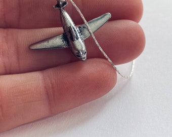 Airplane Necklace - Airplane Pendant - Silver Airplane - Plane Necklace - Pilot Necklace - Pilot Gift - Flight Attendant - Travel Necklace