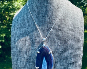 Purple Agate Slice Necklace: Natural Geode Stone, Boho Jewelry