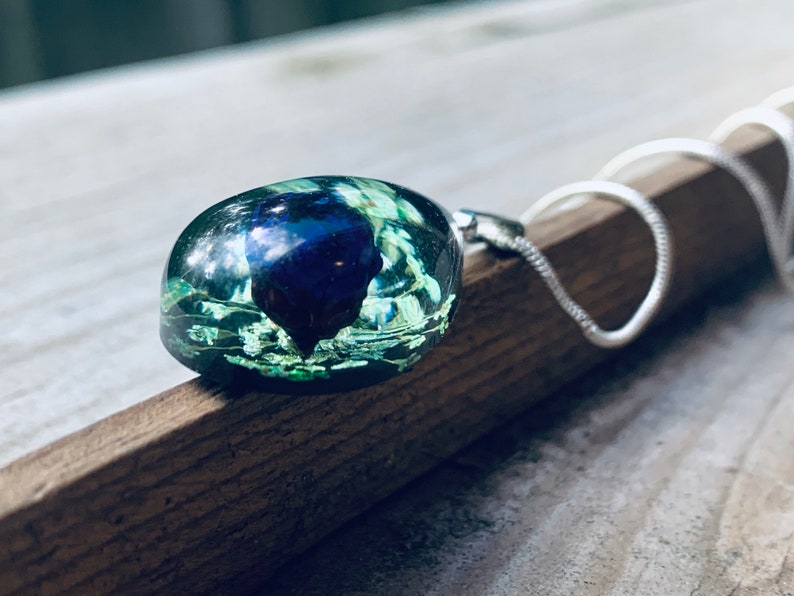 Floral Glass Pendant JustBeadItByDrue Sterling Silver Necklace Floral Pendant Flower Jewelry Teardrop Pendant