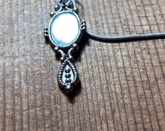 Sterling Silver Mirror Necklace Miniature Hand Mirror Charm