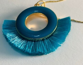 Blue Tassel Necklace - Tassel Necklace - Bohemian Style Jewelry - Summer Necklace