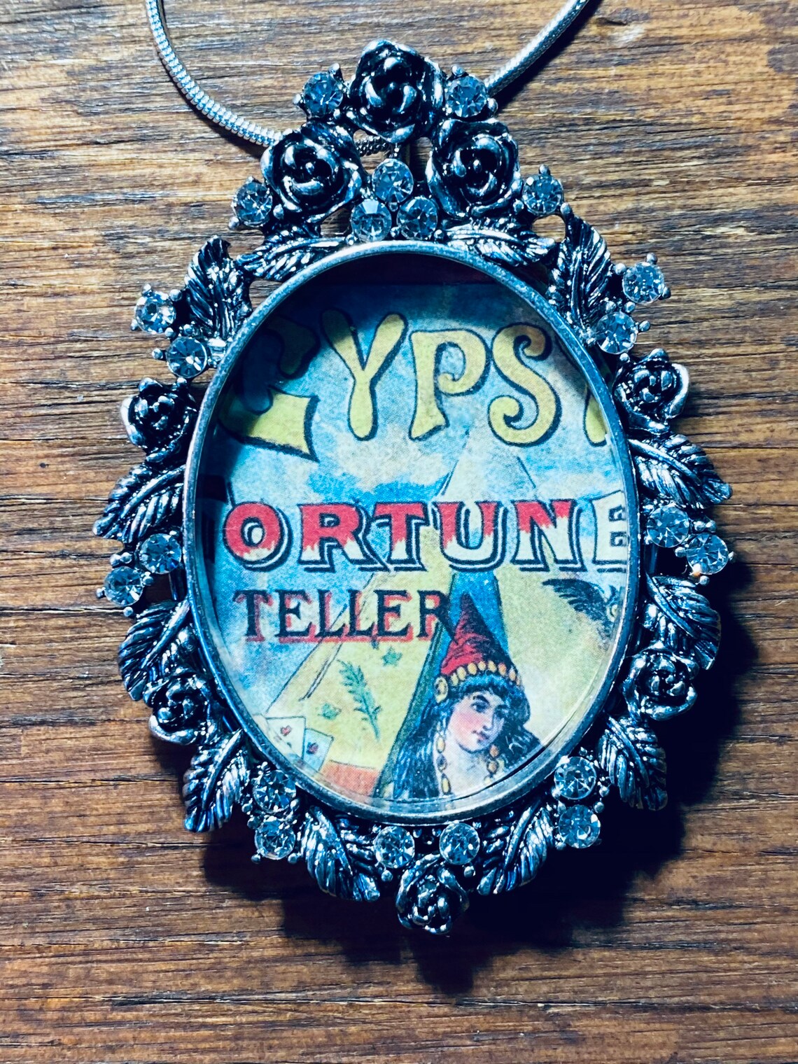 Gypsy Jewelry Fortune Teller Necklace Floral Antique Frame Etsy