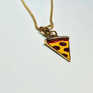 Pizza Charm - Charm Necklace - Food Necklace - Gold Necklace - JustBeadItByDrue