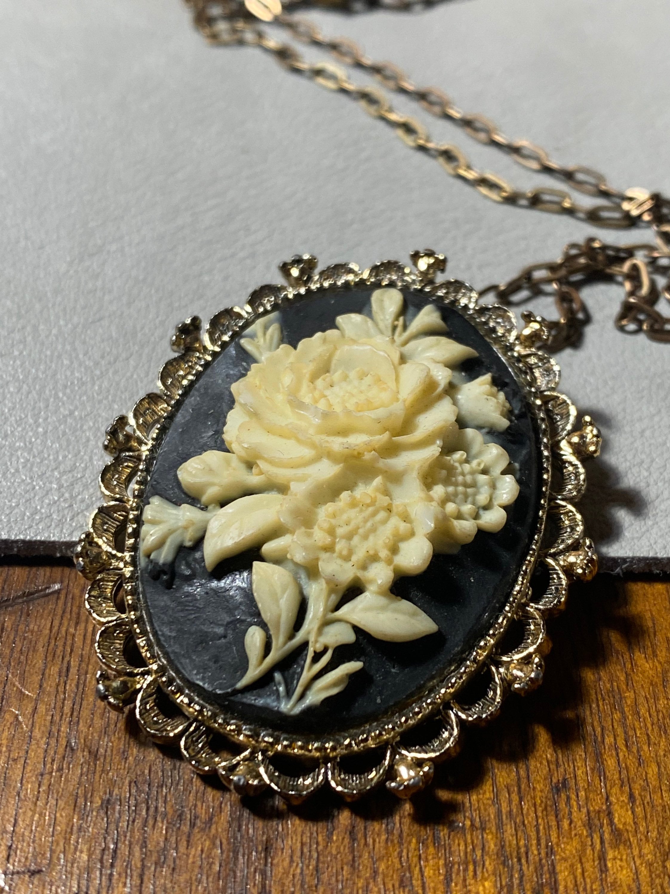 Classic Cameo Floral Carved Shell Victorian Woman Cameo Necklace  Vintage Inspired Romantic Victorian Jewelry JustBeadItByDrue