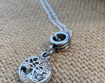 Collier en argent sterling à breloques arbre généalogique - Cadeau de maman