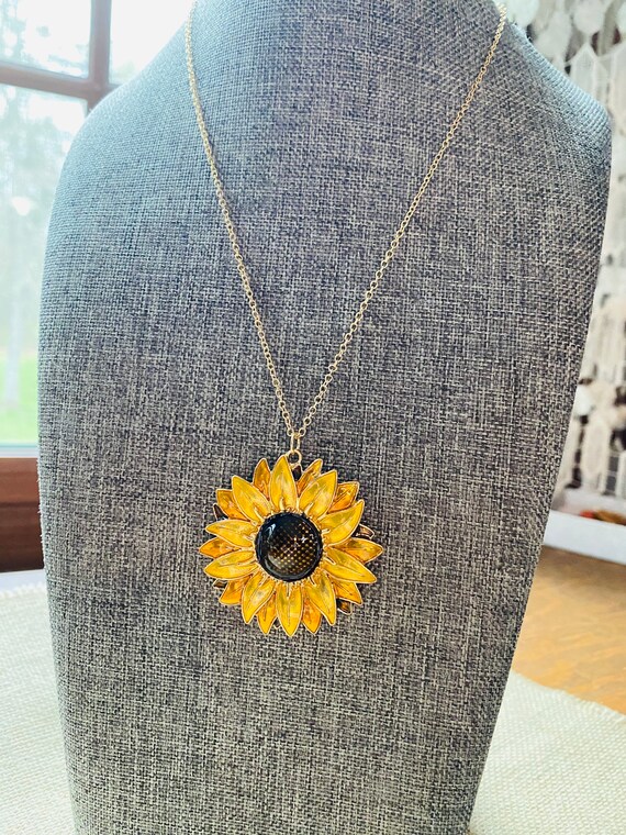 Collana Girasole Placcata Oro – Ciondolo Girasole Con Catena, Gioielli Per Donne E Ragazze, Regalo In Bella Confezione