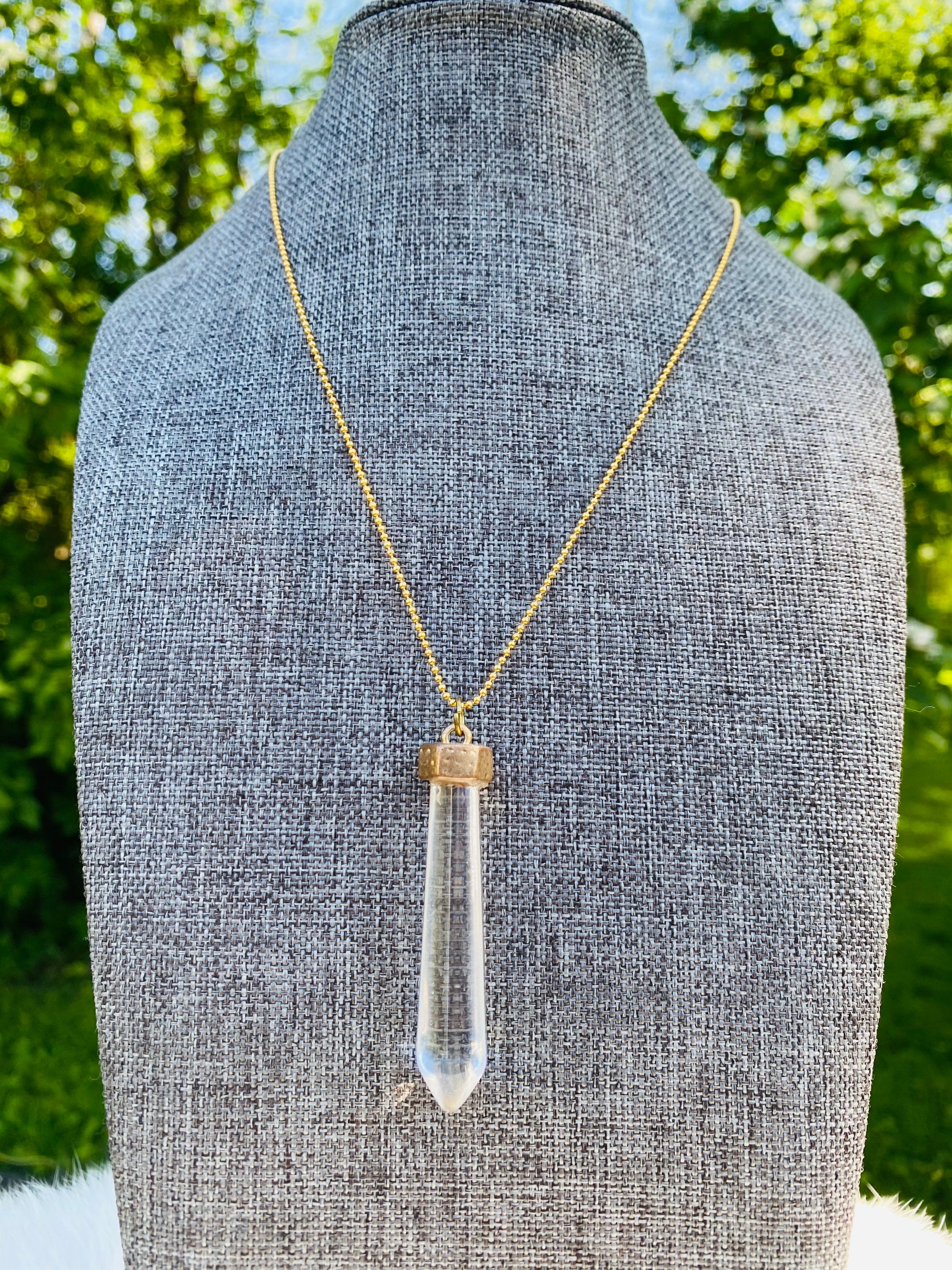 ネックレス・ペンダント Clear Quartz Long Necklace #7802 Quartz Necklace - Quartz Crystal Necklace - Clear Quartz