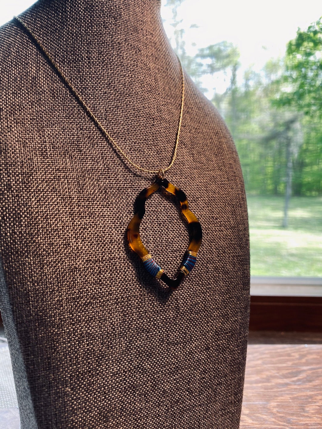 Thread Wrapped Tortoise Pendant - Gold Necklace - Etsy