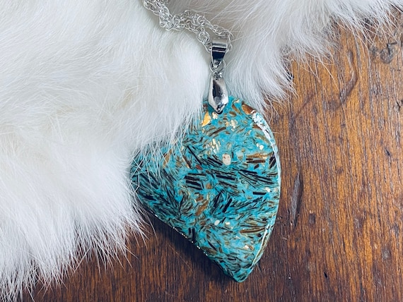 Pendentif Cœur En Turquoise Naturelle Et Argent - Bijou Neuf Avec Étiquettes