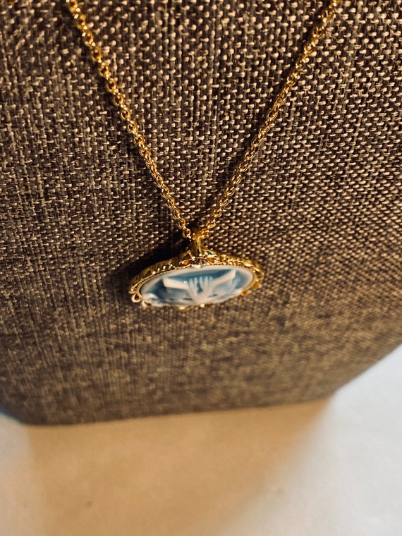 Kitty Cat Cameo Gold Blue Agate Pendant & Necklace Italian Jewelry | Jovon 5 thumbnail image