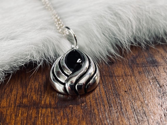 Black Onyx Necklace- Sterling Silver Necklace - G… - image 9