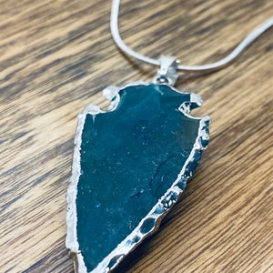 Stone Arrowhead Pendant  - Healing Stone - Raw Stone Necklace - Blue Sodalite - Sterling Silver Necklace - JustBeadItByDrue