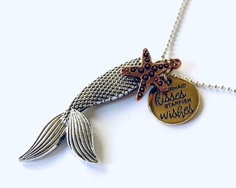 Mermaid Tail Pendant Necklace - Nautical Beach Jewelry