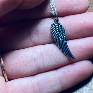 Sterling Silver Angel Wing Necklace - Rhinestone Guardian Angel Pendant