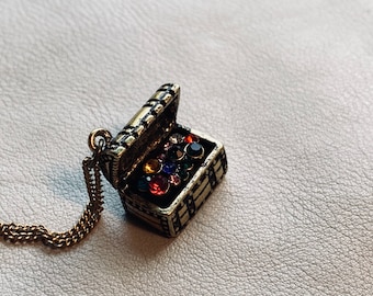 Treasure Chest Locket Necklace - Bronze Pendant