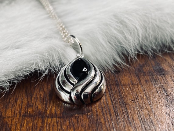 Black Onyx Necklace- Sterling Silver Necklace - G… - image 6