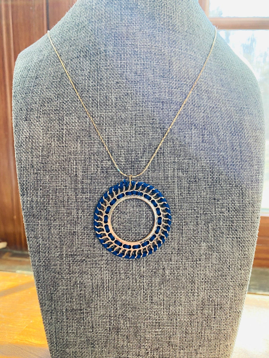 Blue Circle Pendant 14k Gold Filled Necklace Boho Justbeaditbydrue Etsy