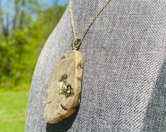 Gold Druzy - Crystal Necklace - Gold - Raw Crystal Necklace -Raw Stone Necklace - JustBeadItByDrue