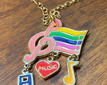 Treble Clef Music Note Necklace: Colorful Music Lover Gift