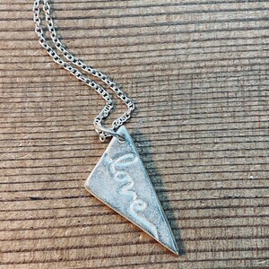 Vintage Silver Love Pendant - Gold Heart Charm - Love Necklace - Vintage Jewelry