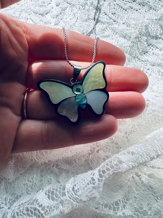 Butterfly Necklace - Butterfly- Abalone Shell Nec… - image 2