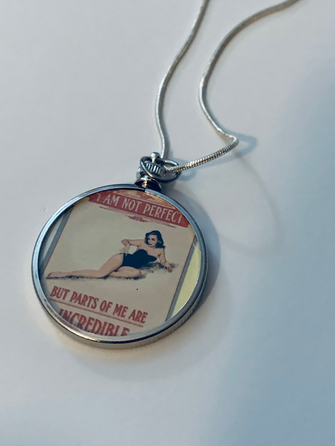 Vintage Pinup Girl Print Pendant Sterling Silver Jewelry Etsy