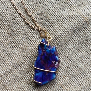 Purple Agate Necklace - Freeform  - Agate Slice Pendant - Genuine Stone Necklace - Raw Stone Necklace - Purple Stone - JustBeadItByDrue