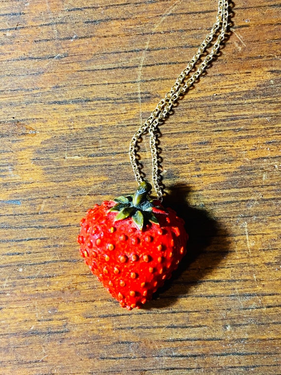 Large Strawberry Brooch - Strawberry Pendant - Vi… - image 9