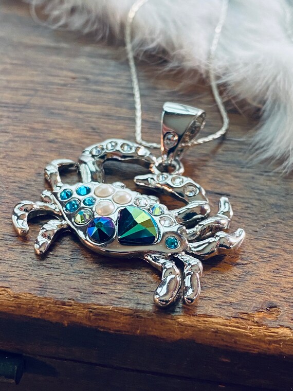 Crab Necklace Swarovski Crystal Crystal Crab Justbeaditbydrue