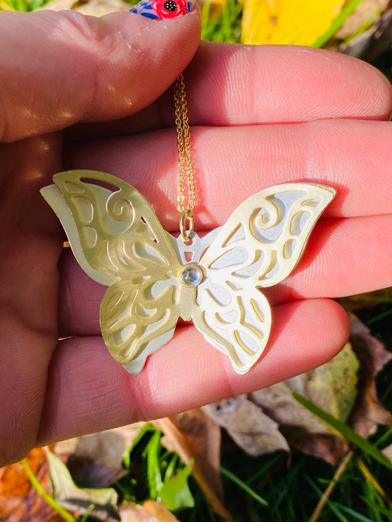 Butterfly Necklace - Gold Jewelry - Vintage Inspi… - image 7