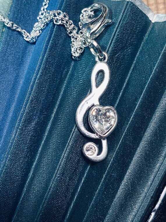 Music Note Swarovski Crystal Necklace Geometric Crystal Etsy