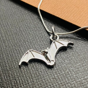 Silver Bat Charm Necklace - Halloween Jewelry