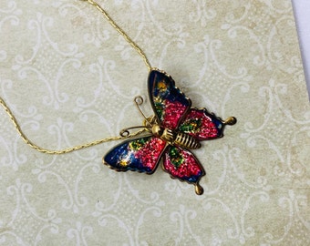 Monarch Butterfly Pendant Necklace: Colorful Insect Jewelry