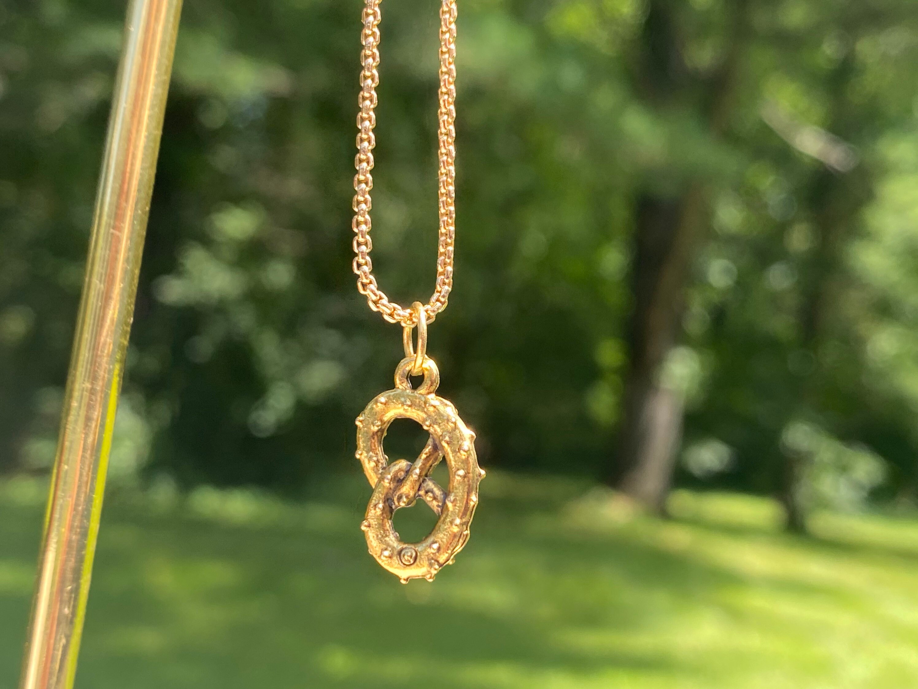 Silver & Gold Pretzel Necklace Pretzel Charm Necklace Food Etsy UK