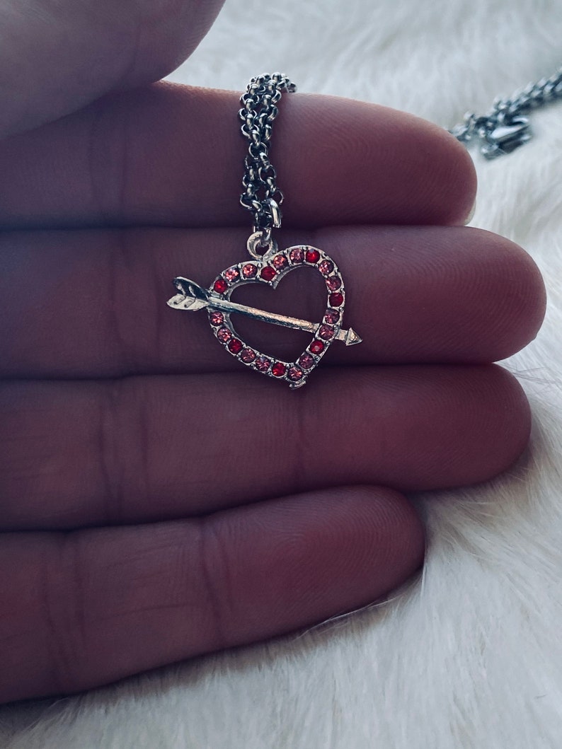 Studded Heart Charm Heart Charm Necklace Love Jewelry Rainbow Jewelry Heart Necklace JustBeadItByDrue