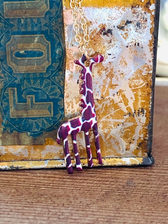 Giraffe Necklace - Animal Charm Necklace - Gold N… - image 9